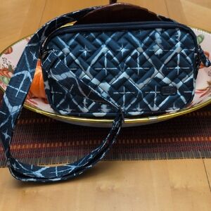 LUG Crossbody Bag Coupe XL Diamond Navy Blue and White Design NWOT